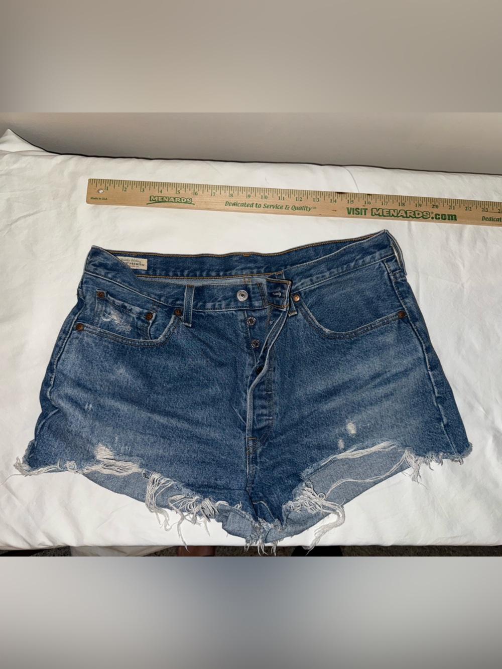 Levi's Distressed Blue Denim Cutoff Shorts